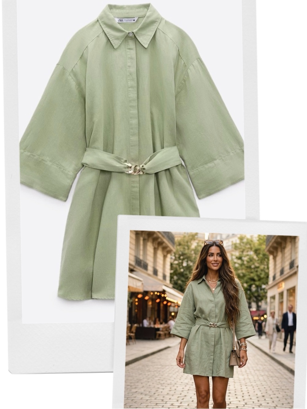 ZARA linen blend shirt dress